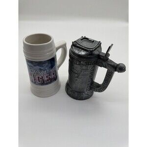 2 Assorted Collectible Texas Rangers Themed Beer Steins Mugs Plastic / Ceramic
